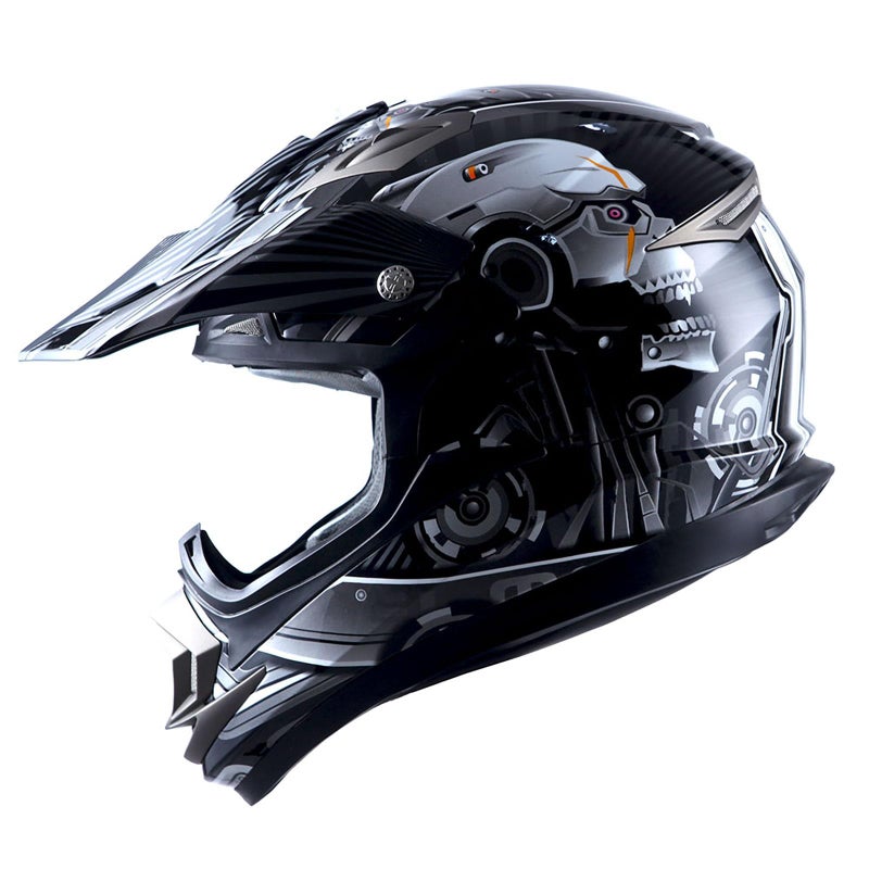 1Storm Adult Motocross Helmet Off Road MX BMX ATV Dirt Bike Mechanic HGXP14B Skull Black - Image 1